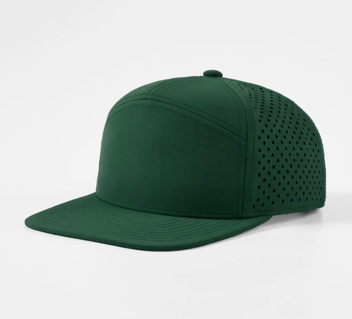 Blank Flat Bill 7 Panel Perforated Snapback Golf Hat Wholesale - 6472
