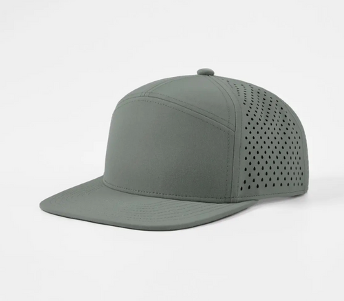 Blank Flat Bill 7 Panel Perforated Snapback Golf Hat Wholesale - 6472