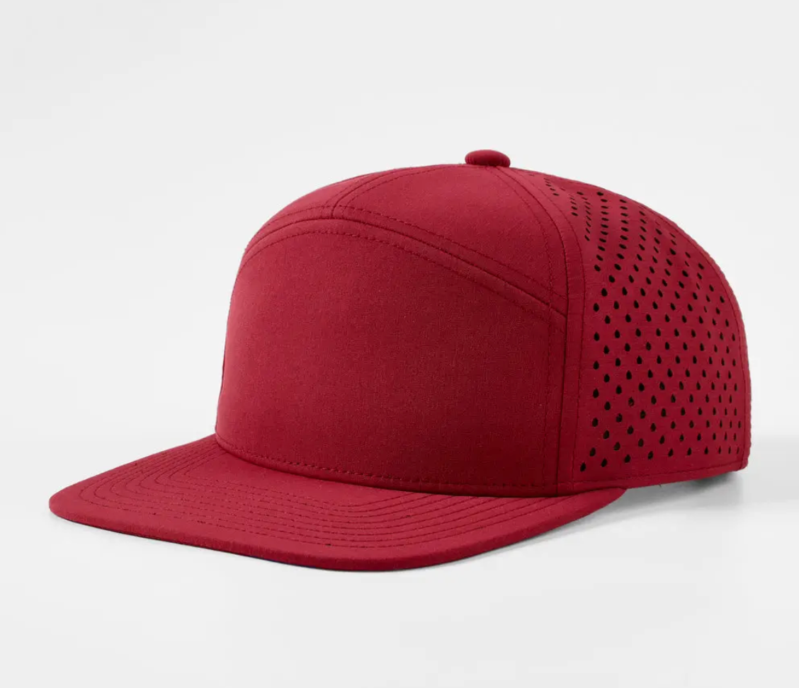 Blank Flat Bill 7 Panel Perforated Snapback Golf Hat Wholesale - 6472