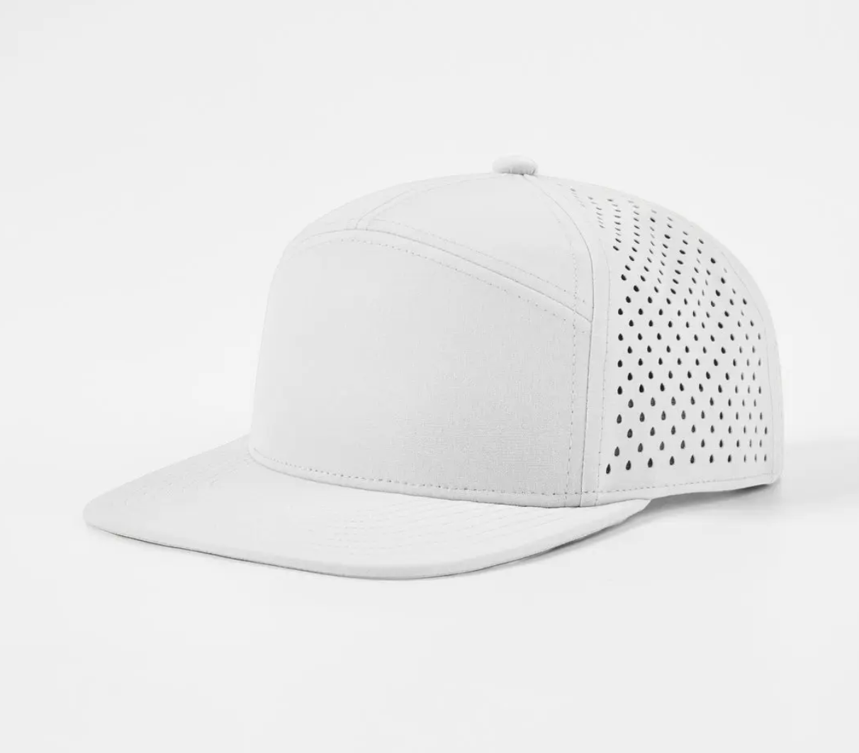 Blank Flat Bill 7 Panel Perforated Snapback Golf Hat Wholesale - 6472